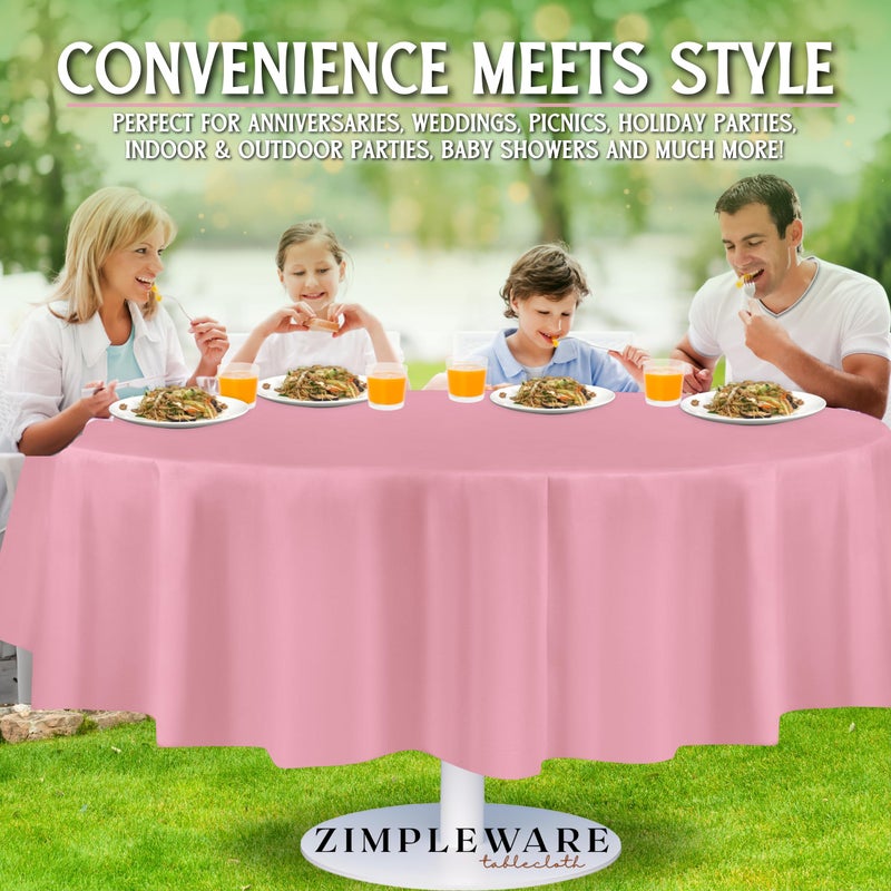 ZIMPLEWARE Premium Pink Plastic Table Cloth Disposable (12 Pack) Round Tablecloth (84in) Party Table Cloths Disposable, Perfect Table Cloth Round Cover for Any Table Up to 6 Feet - Image 4